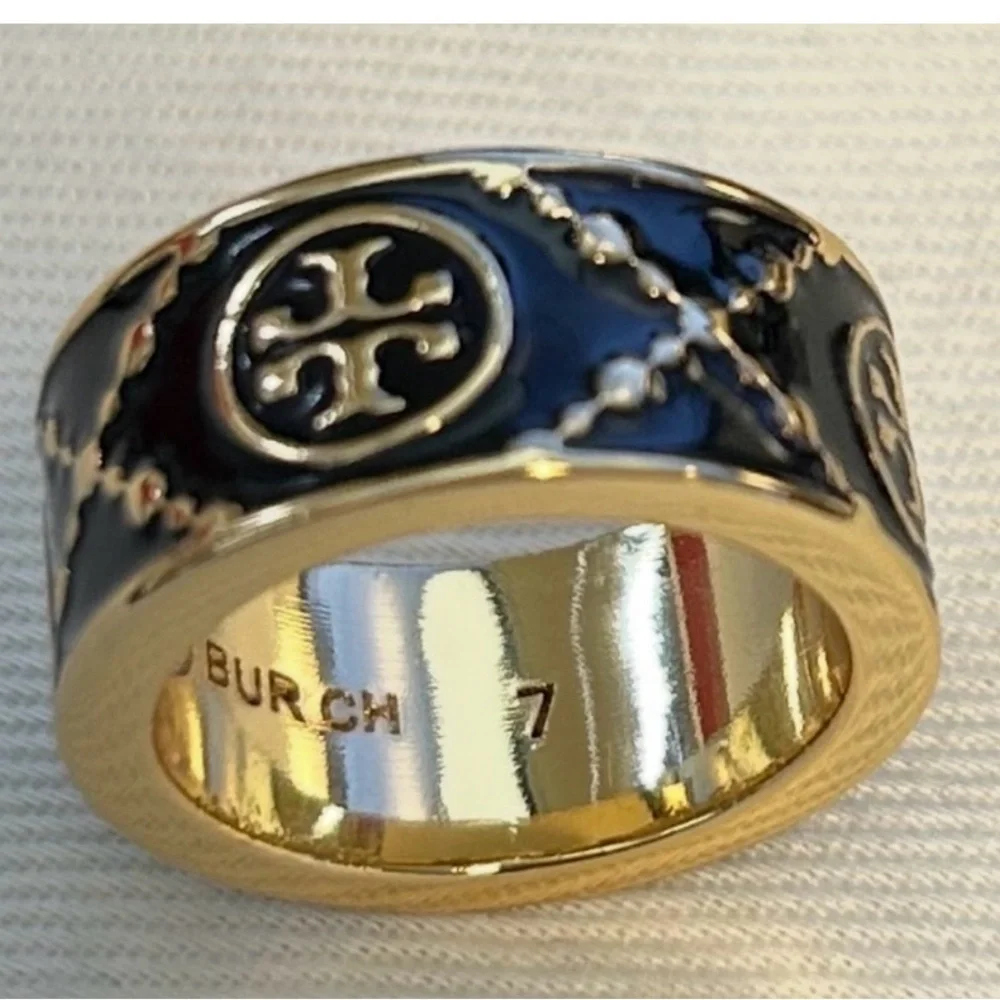 Tory Burch • T Monogram Black Enamel Ring. $129 NEW